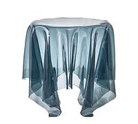 Moderna mesa de centro redonda de acrílico con revistero para espacios pequeños en color azul