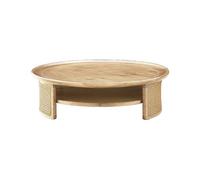 Moderna mesa de centro redonda de madera con almacenamiento, diseño de perfil bajo, fácil montaje, ideal para sala de estar, dormitorio, oficina en casa, elegante centro de mesa para cualquier espacio