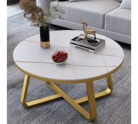 Moderna mesa de centro redonda decorativa de pizarra, mesa auxiliar que ahorra espacio, marco de metal resistente, fácil de montar, ideal para sala de estar, espacios pequeños, diseño elegante