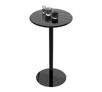 Moderna mesa de centro redonda negra de parte superior alta para sala de estar, dormitorio, balcón al aire libre, mesa alta para bistró y pub con extremo pequeño, 60 x 60 x 104 cm