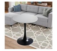 Moderna mesa de comedor de granito con pedestal de metal diseño de tulipán redondo para cocina y comedor mesa de centro / mesa auxiliar de ocio (80 cm gris)