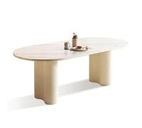 Moderna mesa de comedor ovalada minimalista con patas onduladas únicas, resistente y para muebles de 4 a 6 pulgadas, estilo nórdico, para comedor u oficina, 180 x 80 x 75 pulgadas