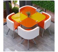 Moderna mesa de comedor redonda cuadrada de cristal para 4 mesas de comedor de 1,3 cm con sillas, elegante juego de muebles de cocina, diseño que ahorra espacio