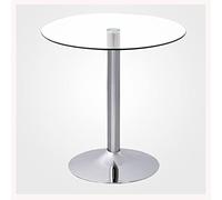 Moderna mesa de comedor redonda de 80 cm, elegante mesa de bistró para 2-4 partes superiores de cristal transparente, perfecta para rincón de desayuno o comedor, muebles de cocina elegantes