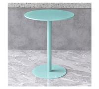 Moderna mesa de comedor redonda de hierro industrial para espacios pequeños, mesa de centro multifuncional, mesa de té con leche, mesa de bar, mesa de postre y mesa de negociación, color azul claro,