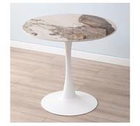 Moderna mesa de comedor redonda de mármol de 80 cm, elegante mesa de bistró y cocina con base de metal, 4 asientos, centro de mesa contemporáneo para muebles de comedor y sala de estar