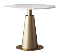 Moderna mesa de comedor redonda de mármol para 2 o 4 personas, mesa de cocina con base de metal, elegante mesa auxiliar para exteriores, 60 x 70 cm x 75 cm