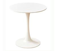 Moderna mesa de comedor redonda de tulipán blanco de 60 cm de diámetro x 70 cm de alto, elegante diseño de pirámide informal, perfecta para muebles de cocina y sala de estar que ahorran espacio