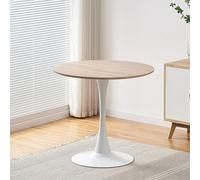 Moderna mesa de comedor redonda, parte superior de mármol sintético y base de pedestal, elegante mesa auxiliar para cocina, comedor, sala de estar, mesa auxiliar pequeña que ahorra espacio, ideal para