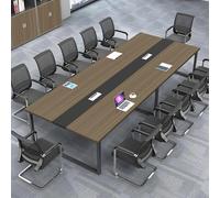 Moderna mesa de conferencias grande - Mesa de reuniones rectangular resistente con gestión de cables, acabado blanco y negro, para 8 y 12 personas (sillas no incluidas)