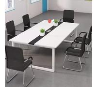 Moderna mesa de conferencias para oficina, mesa de reuniones larga con gestión de cables, mesa de seminario ajustable de 160240 cm, para sala de entrenamiento, acabado blanco, 200 x 100 cm