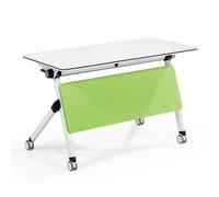 Moderna mesa de conferencias plegable con ruedas giratorias, escritorio de oficina resistente para salas de reuniones y espacios pequeños, 47.2 x 15.7 pulgadas, versátil y portátil de fácil