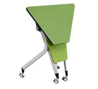 Moderna mesa de conferencias plegable, forma trapezoidal con ruedas silenciosas, diseño móvil y tapa abatible para salas de reuniones y cursos de formación, mesa de seminario que ahorra espacio
