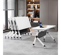 Moderna mesa de conferencias plegable grande con marco de metal resistente, fácil de montar, diseño de ahorro de espacio para el hogar, oficina y juegos, 2 unidades, 120 x 50 cm