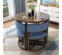 Moderna mesa de conferencias redonda con marco de metal para 4 espacios pequeños para apartamentos, cocina, comedor, mesa de negociación (color tela)