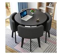 Moderna mesa de conferencias redonda con silla, escritorio de recepción negro para sala de reuniones de oficina, juego de muebles elegantes y funcionales