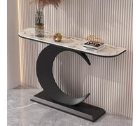Moderna mesa de entrada delgada de 47.2 pulgadas, mesa contemporánea negra para sala de estar, pasillo, vestíbulo, elegante mesa de sofá de tablero de roca para decoración y decoración