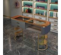 Moderna mesa de madera para uñas con cajones y almacenamiento para profesionales de belleza y salones domésticos