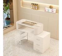 Moderna mesa de madera para uñas con cajones y almacenamiento para profesionales de belleza y salones domésticos