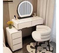 Moderna mesa de maquillaje con luces LED color blanco tocador con estadística de maquillaje fácil de montar y silla para dormitorio (80 31,5 cm)