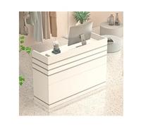 Moderna mesa de mostrador con gestión de cables para recepción, salón, oficina, tienda minorista, clínica, hogar, color blanco, 80 cm de largo, elegante mesa frontal para espacios pequeños