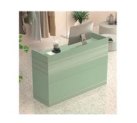 Moderna mesa de mostrador de pago con gestión de cables, elegante escritorio de recepción para salón, oficina, tienda, clínica y hogar, color marrón claro, 60 cm