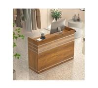Moderna mesa de mostrador de pago con gestión de cables para salón, oficina, clínica, tienda, sala de recepción, color marrón claro, 60 cm, elegante mesa frontal para el hogar y vestíbulos