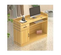 Moderna mesa de recepción con gestión de cables, versátil para salón, oficina, clínica y uso doméstico, color marrón claro, 60 cm, elegante y funcional