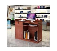 Moderna mesa de recepción con gestión de cables, versátil para salón, oficina, clínica y uso doméstico, acabado de teca, 120 cm de largo