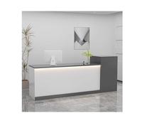 Moderna mesa de recepcionista de oficina, mostrador de recepción de alta frecuencia, diseño simple y elegante, acabado gris y blanco, lado izquierdo, 90 cm, perfecto para la configuración de la