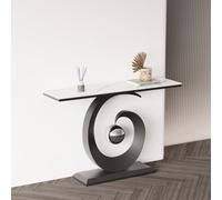 Moderna mesa de sofá con panel de roca con marco de metal, mesa auxiliar simple para sala de estar, para pasillo, vestíbulo, entrada, entrada