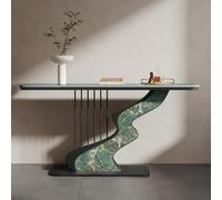 Moderna mesa de sofá de consola estrecha, armario de entrada con panel de roca con marco de metal estable, mesa auxiliar simple para pasillo, vestíbulo, entrada