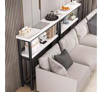 Moderna mesa de sofá negra con almohadillas antideslizantes ajustables, diseño de almacenamiento de gran capacidad y refuerzo de haz, fácil de montar, 31.5 x 39.3 pulgadas