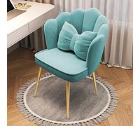 Moderna mesa de tocador con diseño de pétalos festoneados para sala de maquillaje, cómoda y elegante, mesa de comedor retro con patas doradas, color azul