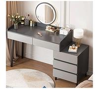 Moderna mesa de tocador con espejo iluminado, multifuncional, mesa de maquillaje con 5 cajones y armario de almacenamiento ajustable, 80 x 40 x 116 cm