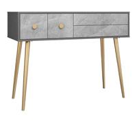 Moderna mesa de tocador nórdica con 4 cajones, escritorio de maquillaje para dormitorio, elegante tocador gris, consola de maquillaje simple de 100 x 40 x 76 cm