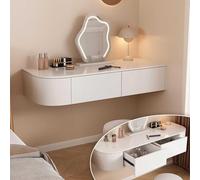 Moderna mesa flotante de maquillaje con cajones, elegante escritorio esquinero, elegante mesita de noche para dormitorio, diseño familiar, estación de maquillaje minimalista, mesita de noche montada