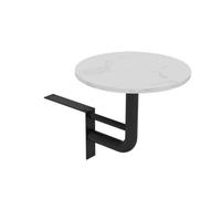 Moderna mesa redonda de bar montada en la pared con base de hierro superior de madera blanca para pub y café (negro, 40 x 40 cm)