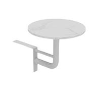 Moderna mesa redonda de bar montada en la pared con base de hierro superior de madera blanca para pub y café (blanco, 40 x 40 cm)