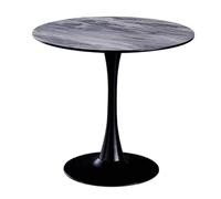 Moderna mesa redonda de tulipanes negros pequeña y mediana para muebles de cocina y comedor con base de metal, 60 cm (negro)