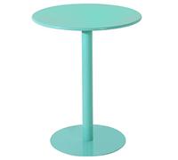 Moderna mesa redonda para bistró, mesa de cóctel con parte superior de hierro azul claro para sala de estar y restaurante, 27.5 pulgadas de diámetro, elegante diseño de altura de mostrador, perfecta