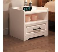 Moderna mesita de noche blanca con cajón y estante de almacenamiento abierto, armario lateral para dormitorio o sala de estar, mesa auxiliar estrecha para cama o sofá, tamaño 40 cm