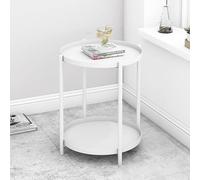 Moderna mesita de noche blanca y mesa auxiliar alta, elegante estante de almacenamiento y estantería pequeña para dormitorio y sala de estar, diseño versátil para una organización eficiente.