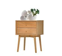 Moderna mesita de noche con 2 cajones, 45 x 35 x 61,5 cm, mesita de noche de madera para dormitorio, diseño simple, piel de madera clara y oscura, elegante solución de almacenamiento