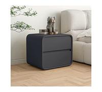 Moderna Mesita de noche con 2 cajones de almacenamiento, mesa auxiliar moderna de cuero de microfibra naranja, mesita de noche for dormitorio, 1 mesita de noche gris oscuro, 18.5 pulgadas de alto Dorm