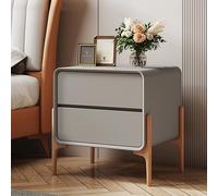 Moderna mesita de noche con 2 cajones, elegante mueble de dormitorio y sala de estar, armario de almacenamiento compacto, 50 x 40 x 50 cm, acabado gris para decoración del hogar
