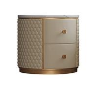 Moderna Mesita de noche con 2 cajones, mesita de noche redonda con tapa de mármol, gabinete de almacenamiento minimalista moderno for mesita de noche, gabinete de almacenamiento de espacio pequeño for