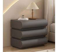 Moderna mesita de noche con almacenamiento, mesita de noche tapizada con acabado de cuero, mesa auxiliar de 3 cajones para dormitorio, mesita de noche compacta, diseño que ahorra espacio