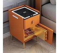 Moderna mesita de noche con caja fuerte de carga inalámbrica y USB, luces LED de alto brillo para dormitorio, sala de estar, oficina, mesita de noche inteligente