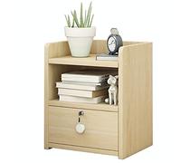 Moderna mesita de noche con cerradura con gran trabajo y 1 cajón, fácil de montar, elegante mueble de dormitorio para almacenamiento y nización